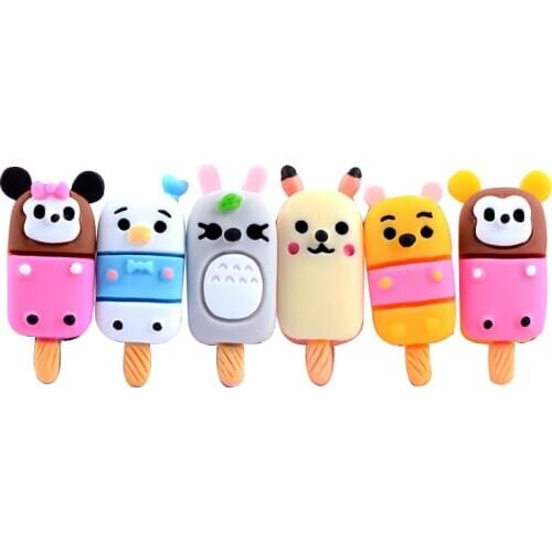 24Pcs Cartoons Ice-Cream DIY Crafts Scrapbooking Phone Shell Patch Decor Arts Girls Hair Accessories Resin Plane embellishment