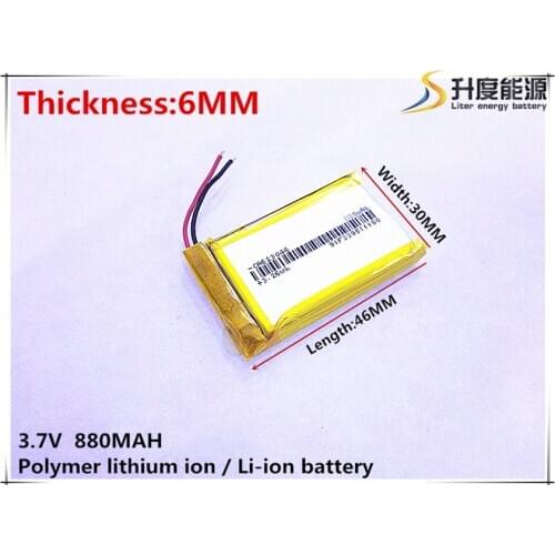 3.7V,880mAH [603046] PLIB (polymer lithium ion / Li-ion battery ) for Smart watch,GPS,mp3,mp4,cell phone,speaker