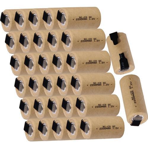 32 pcs SC batteries 2200mah 1.2v subc nicd battery