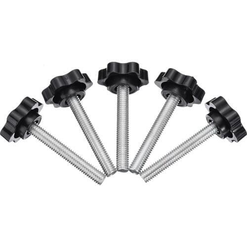 5Pcs/pack M6*40mm Thread Length Plastic Star Shaped Head Clamping Metal Screws Knob Fastener