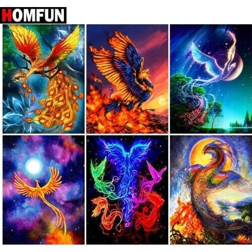 HOMFUN 5D Diamond Pattern Rhinestone Needlework Diy Diamond Painting Cross Stitch "Phoenix bird" Diamond Embroidery