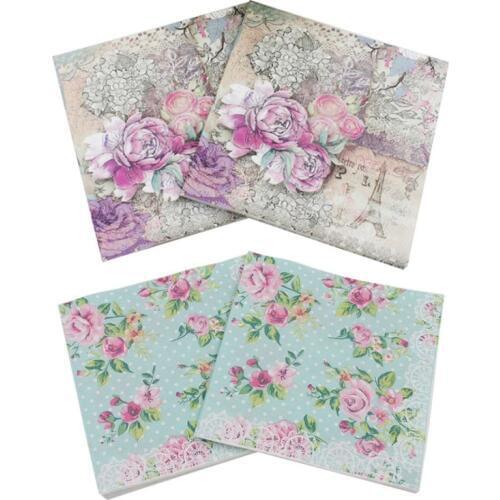 20 pcs/lot printed Feature Rose Paper Napkins For Event & Party Decoration Tissue Decoupage Servilleta 33cm*33cm