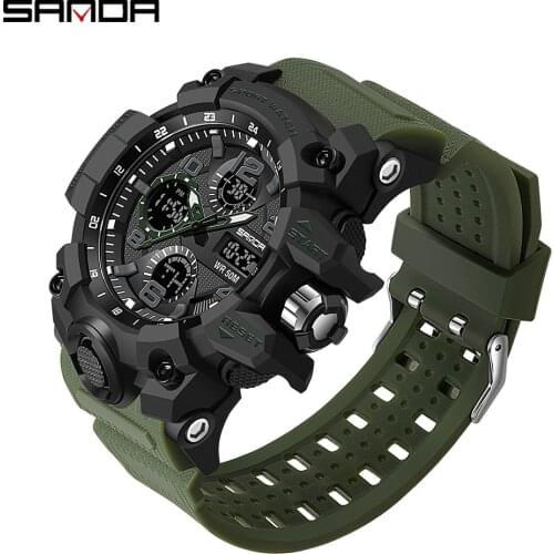 Sanda Trend Outdoor Sports Watches Mens Digital Dual Display Electronic Watch Casual Waterproof Multi-function Womens Watch