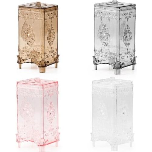Cotton Pads Holder Dispenser Vintage Makeup Cosmetic Clear Storage Box Organizer K0AB