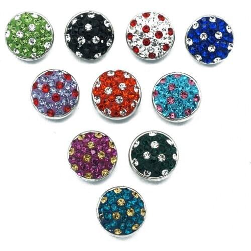 Hot sale 10pcs mixed beauty Dots 12MM rhinestone snap buttons Shambala snap buttons fit DIY 12mm snap jewelry KZ9078