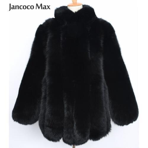 Jancoco Max Black Fur Coats