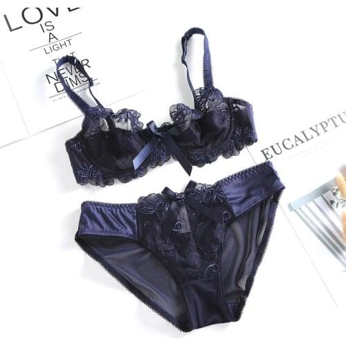 2021 New Sexy Lace Lingere Set Bra and Panty Set 2pcs Women Sexy Slim Lace Lingerie Ladies Underwire Floral Bra Sets Bras