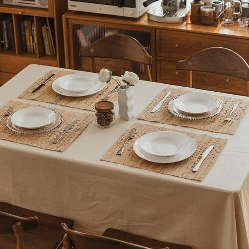 Ramie Placemat Handmade Weave Plate Mat Pot Cup Holder Pad Drink Coasters Hotel Home Kitchen Table Decoration Accessories