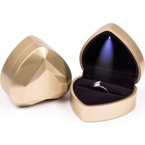 Heart Creative Jewelry bagLED Light Wedding Ring Box Display Storage Jewelry Case Birthday Gift For Jewelry Box Ring Case Box
