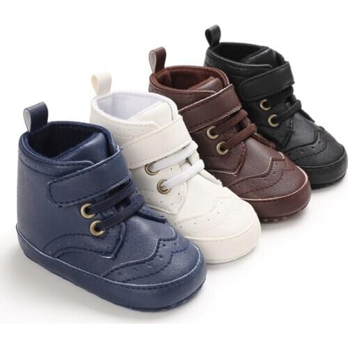 Focusnorm New Fashion Baby Boys Girls Sneakers Leather Sports Crib Soft First Walker Shoes First Walkers for 0-18M