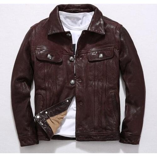 Leather Genuine Jacket Men Spring Clothes Motociclista Biker Real Sheepskin Leather Coat Man Streetwear Chaqueta 2066