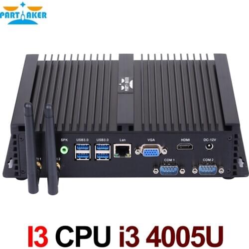 Fanless Mini PC i3 5005U/i3 4010U/i3 4005U Industrial Computer 24 Hours Working 2 COM HDMI VGA Dual Display 300M Wifi 4K HD HTPC