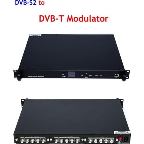 DVB-S2 to DVB-T modulator 12 dvb-s2 tuner input to dvb-t 3 Rf output Transmodulator SKD1956 Series 1U Rack