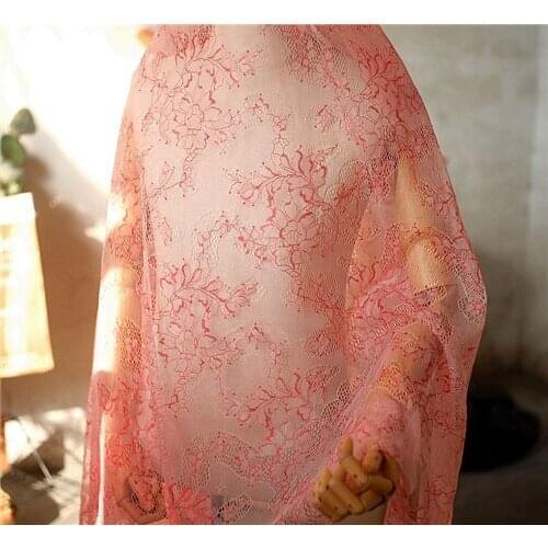 Soft orange thin fabric perspective mesh fabric DIY dress lace designer clothing fabric