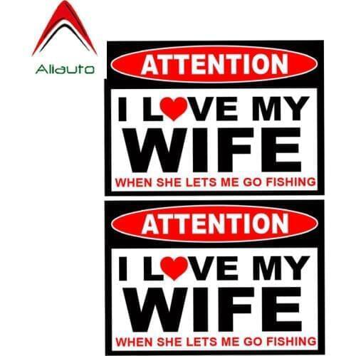 Aliauto 2 X Funny Car Sticker Attention I Love My Wife Personality Decal Accessories PVC for Land Rover Opel Astra H,11cm*7cm