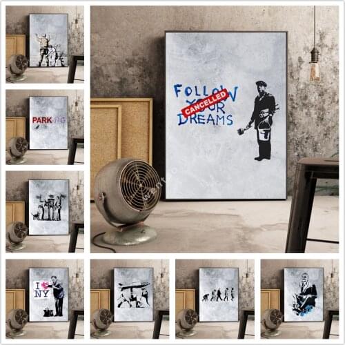 Banksy Graffiti Art Canvas Painting Kiss Peace Poster And Print Quadros Wall Art Picture For Living Room Home Decoration Cuadros