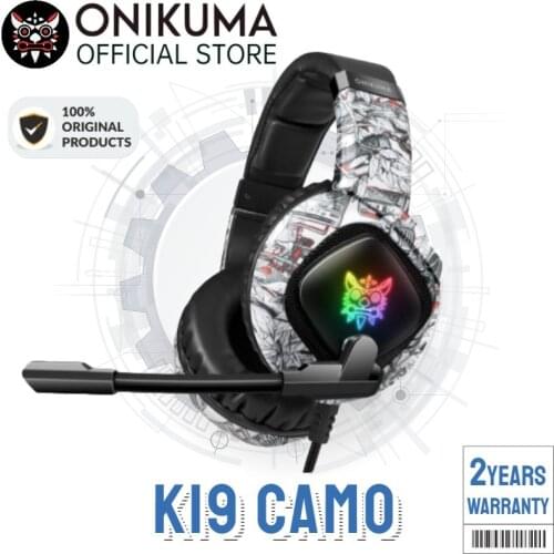 ONIKUMA K19 Camo RGB Full Oval Ear Cover Cushions Heavy Bass Stereo Ultimate Gaming Headphones with Microphone