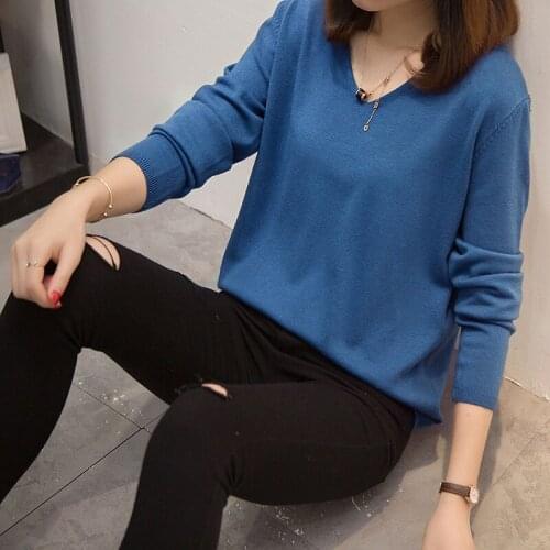 Autumn Casual Long Sleeve Sweater Women Sweaters For Women 2021 V-Neck Knitted Sweater Women Pullover Womens Sweaters Tops D689
