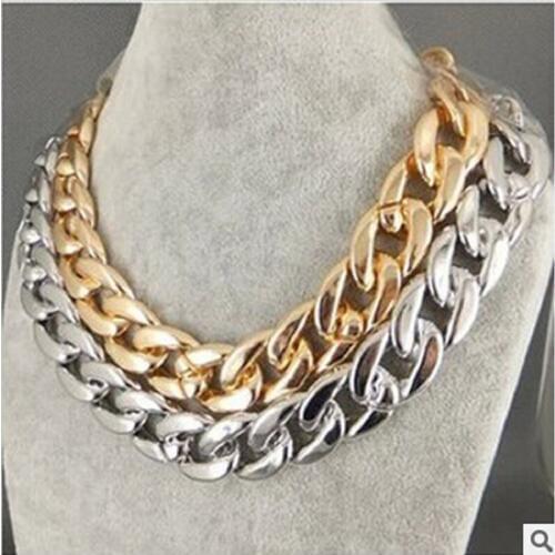 Highest European Women and the United States all-match thick shiny necklace hot tattoo chain choker chain necklace