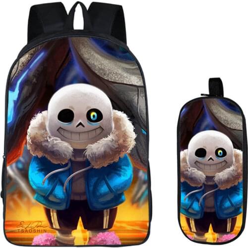 Anime Undertale Backpack for Teenage Girls Boys Pencil Holder Sans Children School Case + Book Bag Set Women Men Travel Bags