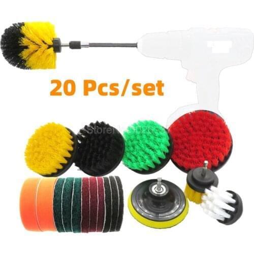 20 Pcs/set Drill Brush Power Scrubber Cleaning Kit Bathroom Surfaces Tub Shower Tile Toilet Attachment Attachments Set Electric