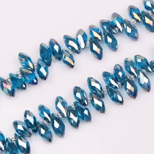 Blue AB Coating Drops Faceted Glass Beads China Pendant 6x12mm Fit Jewelry Necklace Craft Curtain DIY Making 198pcs/lot