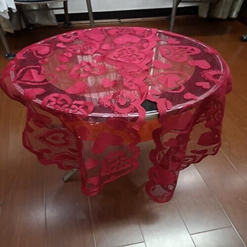 Printed Love Table Banner Red Valentines Day heart-shaped Lace Poinsettia Lace Fabric Tablecloth Party Decoration Supplies