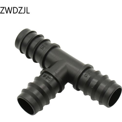 25mm Garden hose tee water splitter T barb connector 3 way drip irrigation connectors 3 ring adapter 2pcs