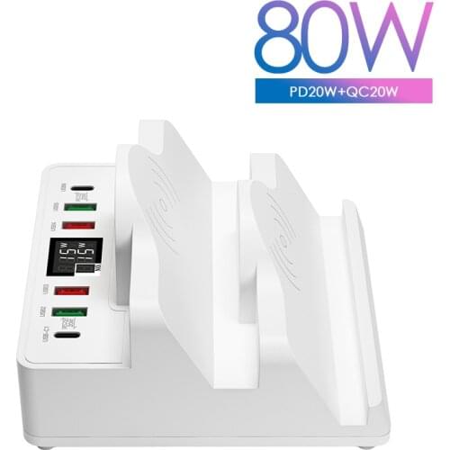 USB Charger Charging Station Dual Wireless Charging Tablet Phone Adapters USB C PD Fast Charger For iPhone 12 Max Samsung Huawei