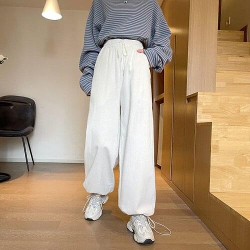 Spring and autumn loose wide leg sports pants women wild trend straight and thin wide leg pants plus size clothes trousers women