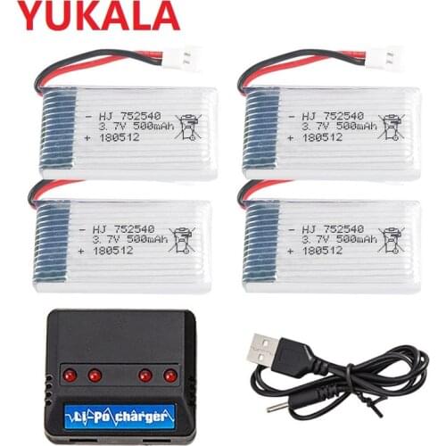 YUKALA X5 X5C X5SC X5SW CX-30 H5C RC quadcopter 3.7v 500mah 600mah 650mah 800mah 1200mah Li-polymer battery*4pcs+ 1charger case