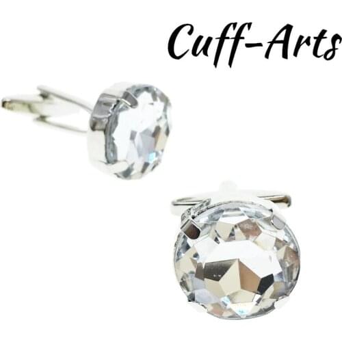 Cuffarts Fashion Men Cuff Links Acrylic Crystal 2018 New Jewelry Buttons Metal Brass Cufflinks For Man Groom Wedding C20123