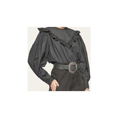 Elfstyle Ladies Cotton Hollow Out Embroideried Blouse Top With Round Neck & Long Sleeve