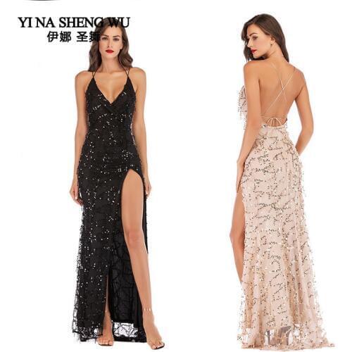 Women Party Dress lady long dance dress Sexy side high slit dresses female clothing High quality dinner Club Ballroom Dresses