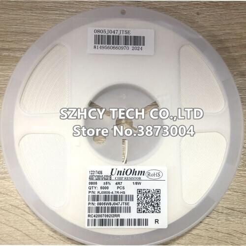1 Reel 0805 4.7R 4.7 Ohm 5% 1/8W SMD Resistance 5000PCS/Reel