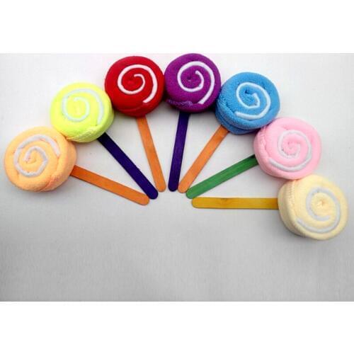 1PCS Cute Kids Lollipop Candy Towel Washcloth Wedding Favor Baby Shower Gift Dessert Wrap Random color