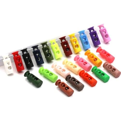 10pcs Colorful Plastic 2 Holes Toggle Stopper Clip Cord Lock Spring Stop For Sportswear Shoes Rope DIY Cord Garment Accessories