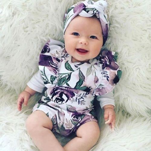 2pcs Newborn Infant Baby Girls Boy Tops Floral Romper+Leg Warmer Outfit Set Short Sleeve Floral Rompers Set