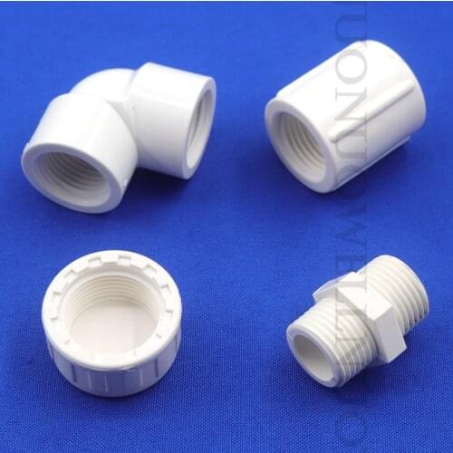 3pc 1/2 3/4 1 Inch PVC Female Thread Straight Elbow 3-Way Connector Garden Irrigation Connector Aquarium Fish Tank Pipe Adapter