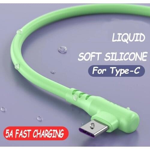5A Liquid Silicone 90 Degree Micro USB Type C Cable Fast Charging USB Charger Cable for Samsung Xiaomi Huawei LG OPPO Data Cable