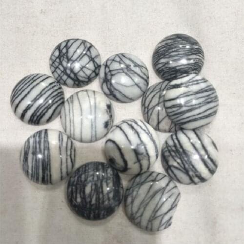 5PCS Nature Line Jasper Stone Cabochons Round Shape No Hole Size 20MM Loose DIY Beads Accessories Free Shipping
