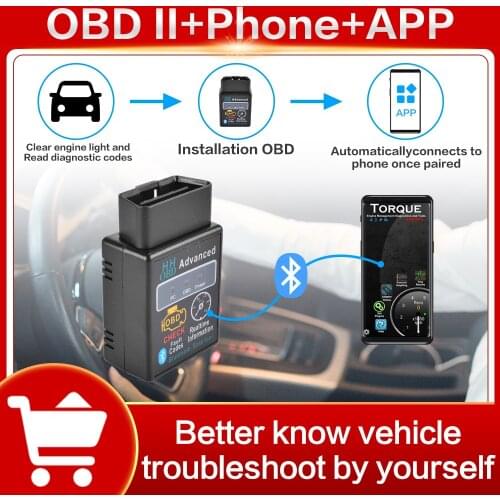 For Android PC HH OBD ELM327 Bluetooth OBD2 OBDII CAN BUS Check Engine Car Auto Diagnostic Scanner Tool Interface Adapter