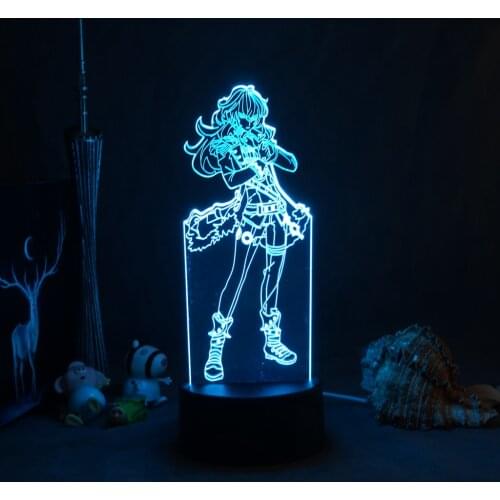 Game Genshin Impact Figurine Albedo 3D Illusion Lamp for Bedroom Decor LED Light Atmosphere Bedside Night Lamps Kids Gift