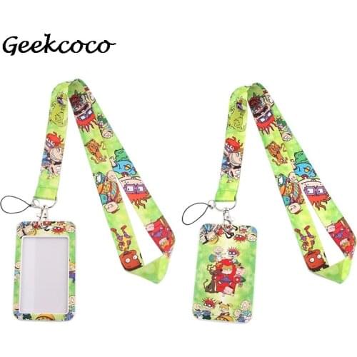 J1983 Cartoon Necklack Lanyard Key Gym Strap Multifunction Mobile Phone Decoration With Card Holder Cover For Fans