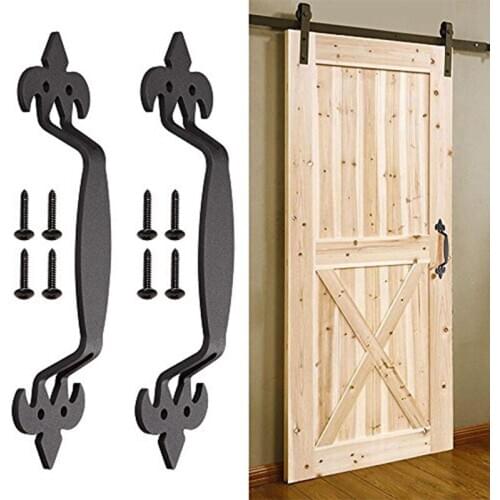 JFBL Hot 2 Pcs 11 Inch Sliding Barn Door Handle Vintage Heavy Duty Pull Set for Gate Kitchen Furniture Cabinet Closet Drawer Scr