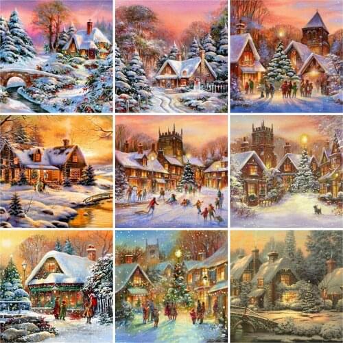 EverShine Diamond Embroidery House Picture Rhinestones Full Square Diamond Painting Winter New Arrival Landscape Cross Stitch