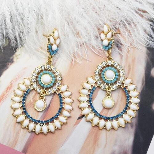 Big Crystal Earrings Classic Round Hollow Alloy Earring for Women Elegant Rhinestone Fringe Party Accessories 2019