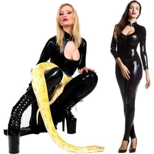 Nightclub Patent Leather Halter Jumpsuit Bar Dsstage Performance Costumes Sexy Sexy Pole Dance Costume