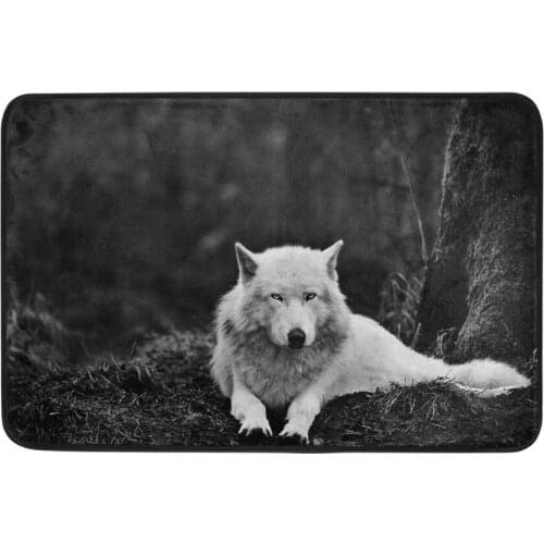 Wolf Lying on Ground Printed Bathroom Non-Slip Style Pedestal Rug Lid Toilet Cover Bath Mat Gifts Sets Bath Pad Home Decor Bath