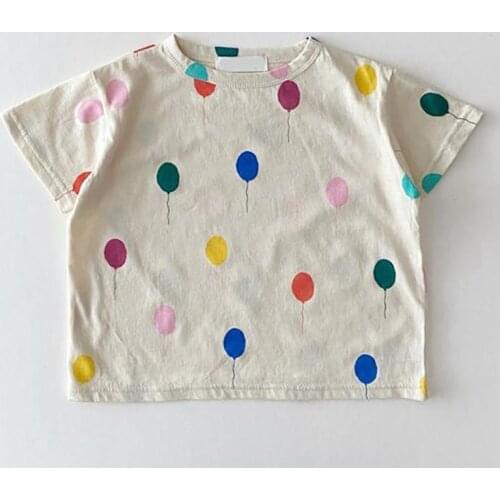 Colorful Balloon Baby Tee Bpys Children Cartoon T-shirts Summer Toddler Girl Clothes Ins Korean Style Short Sleeve Kids Top 2021